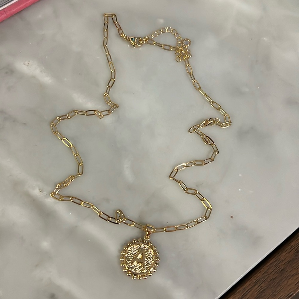 Gold “A” Initial Necklace
